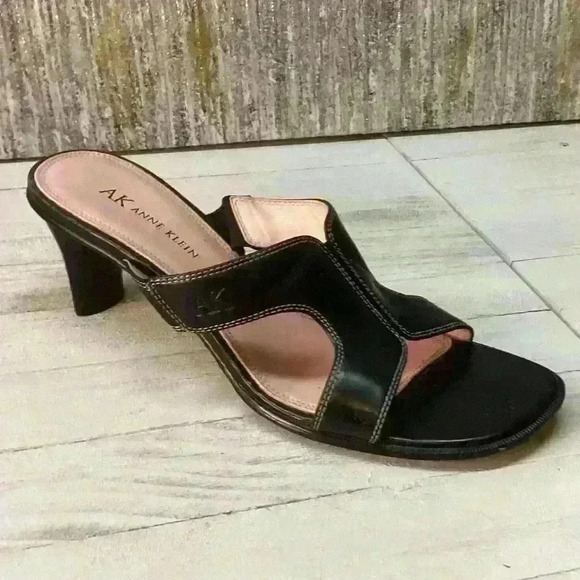 7 AK ANNE KLEIN Women Black Heel Open Toe S15 - Picture 1 of 13